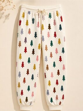 Hanna Andersson Organic Cotton Holiday Tree Pajama Joggers Women’s L